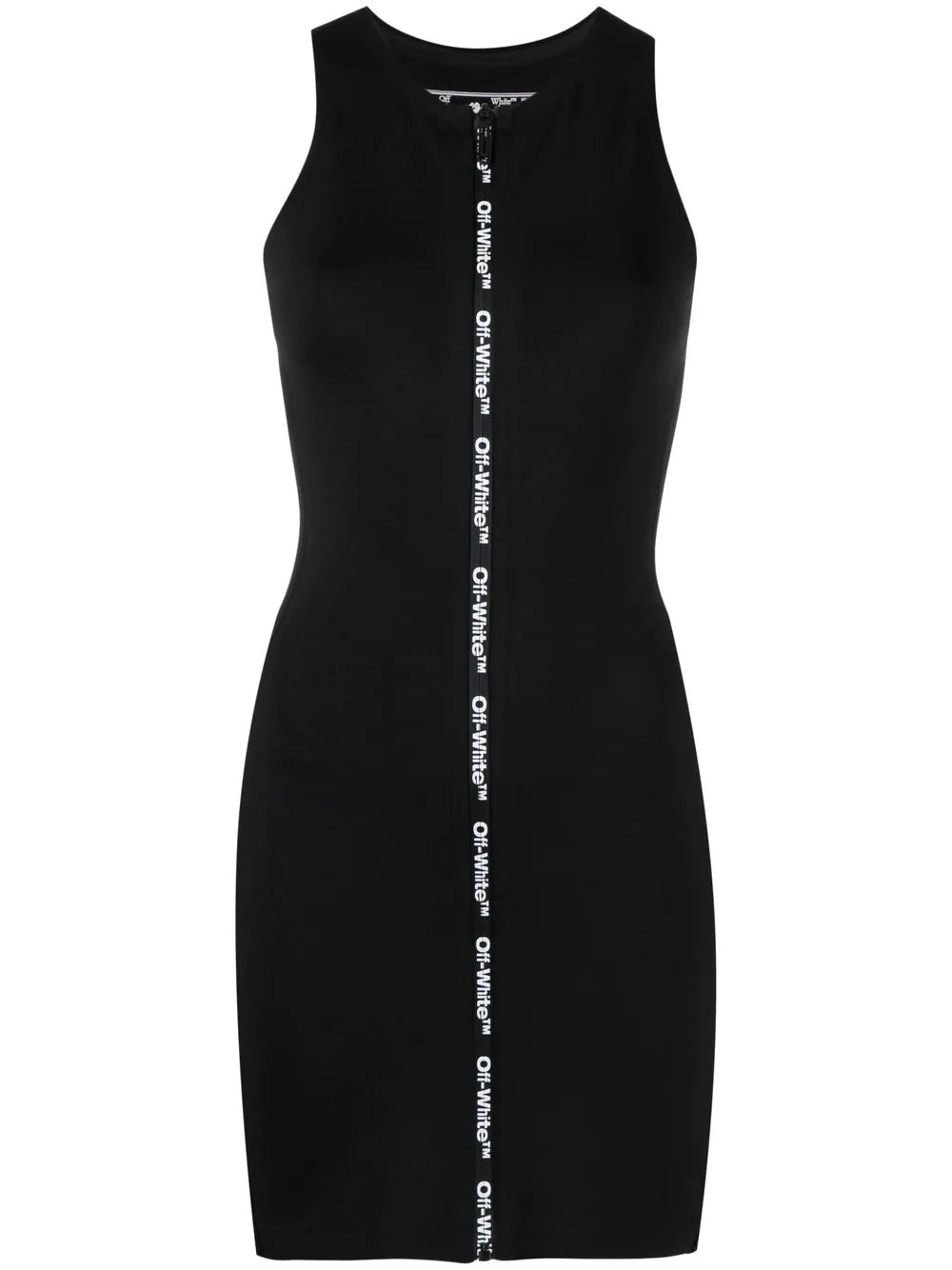 OFF-WHITE WOMEN Scuba Logo Zip Mini Dress Black - MAISONDEFASHION.COM