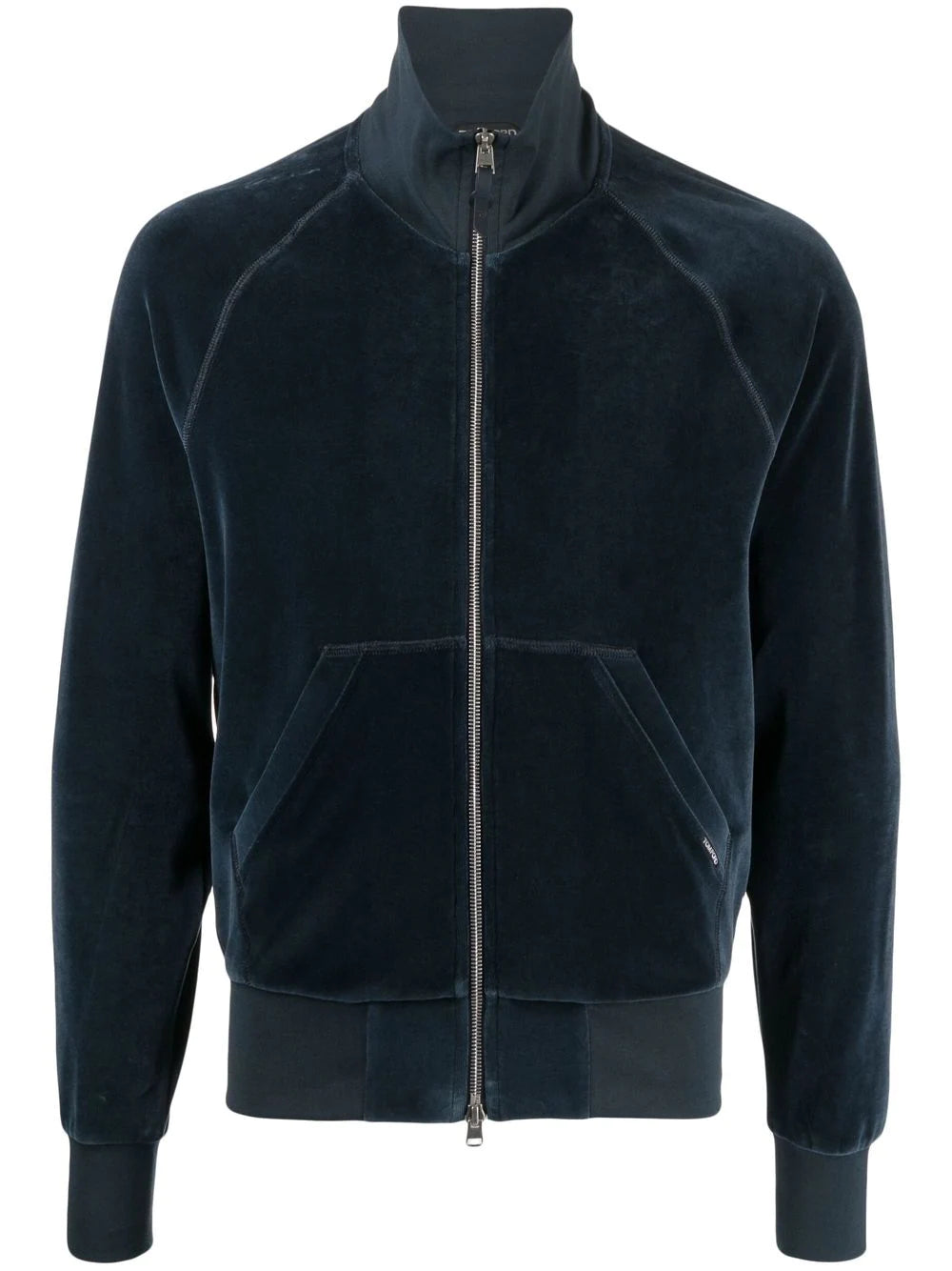 TOM FORD Zip Up Velour Jacket Navy - MAISONDEFASHION.COM