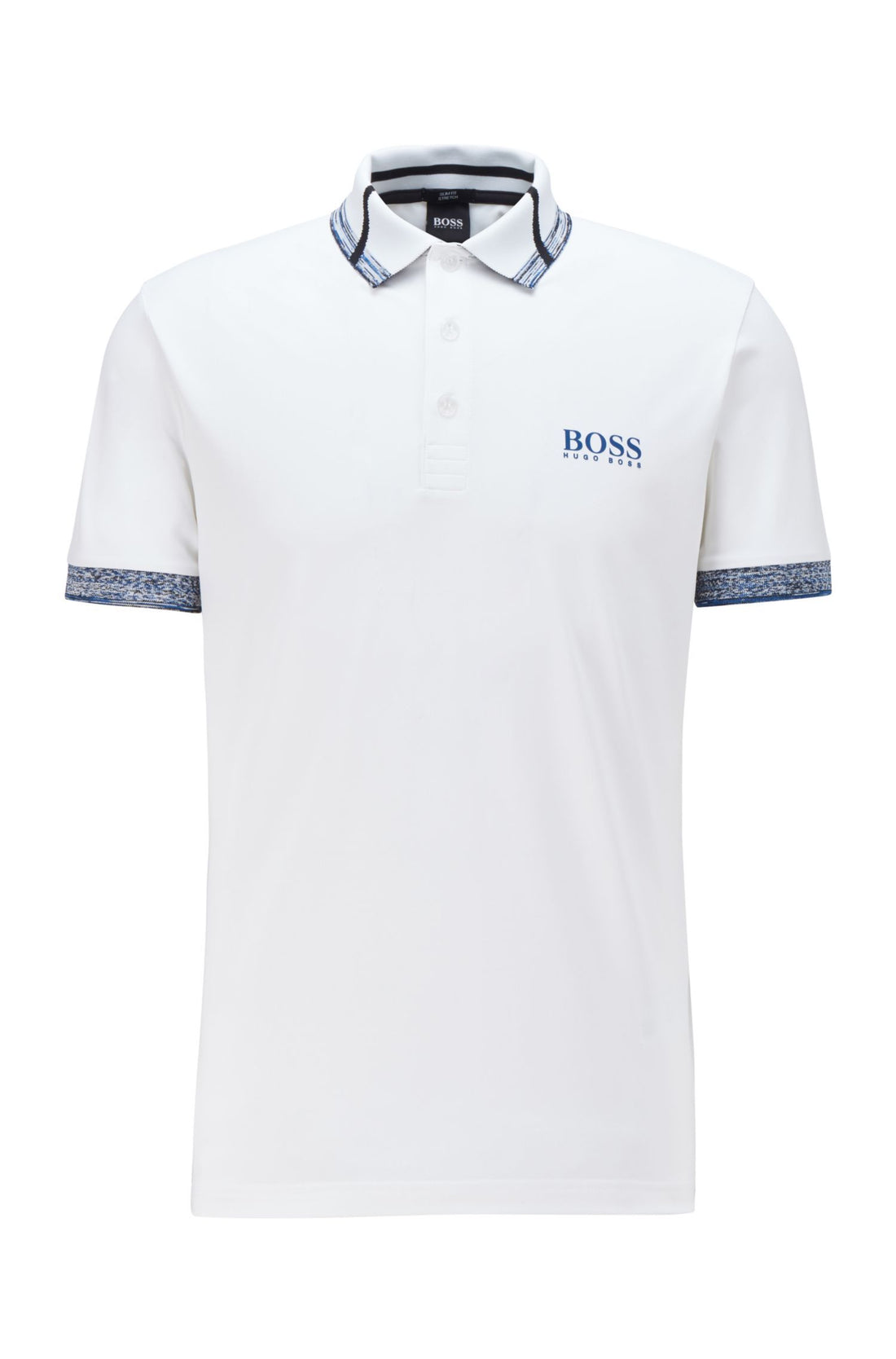 BOSS Logo Polo Shirt White/Blue - Maison De Fashion 