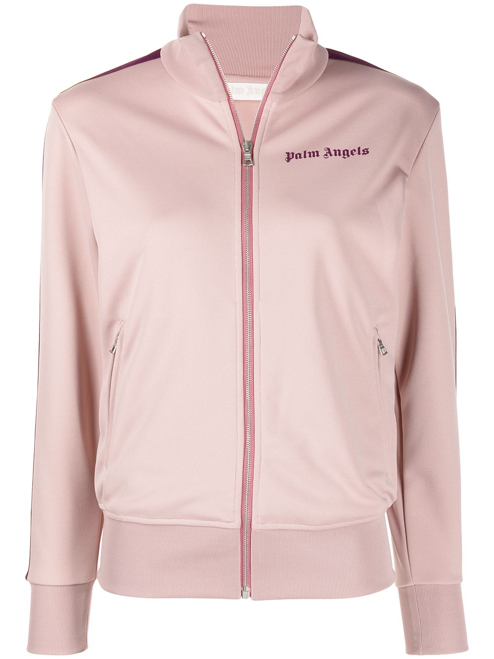 PALM ANGELS WOMEN Side-stripe logo-print track jacket Mauve - MAISONDEFASHION.COM