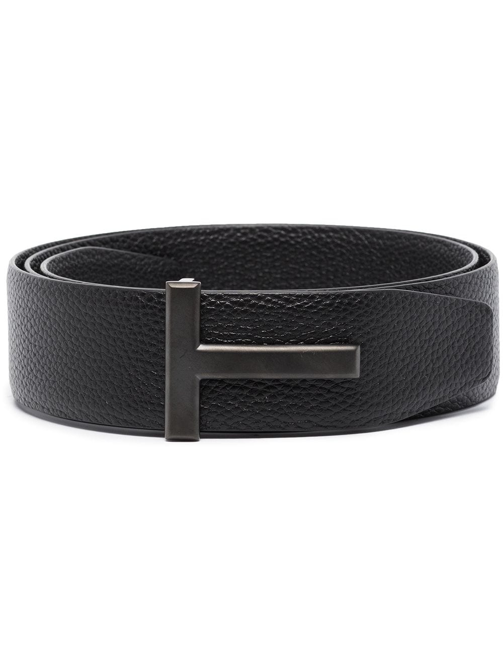 TOM FORD T Buckle Leather Belt Black - MAISONDEFASHION.COM