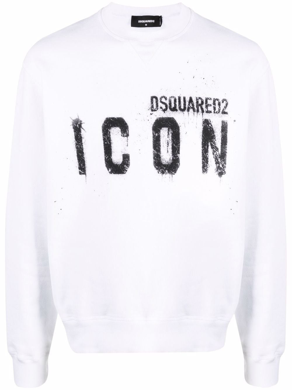 DSQUARED2 Icon Spray Sweatshirt White - MAISONDEFASHION.COM