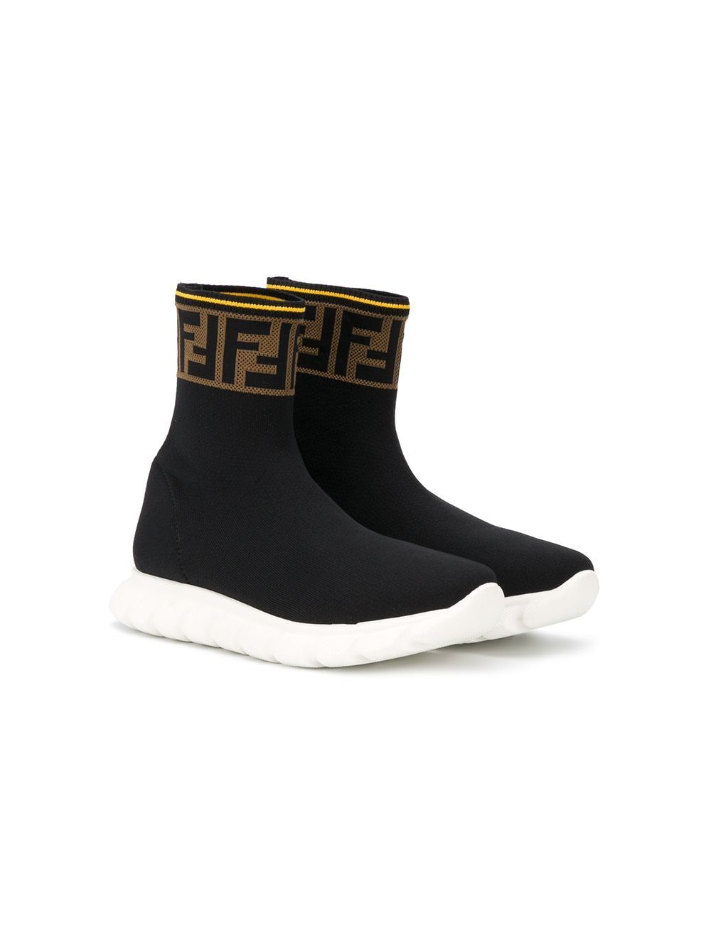 FENDI KIDS FF Logo Sock Sneakers Black - Maison De Fashion 