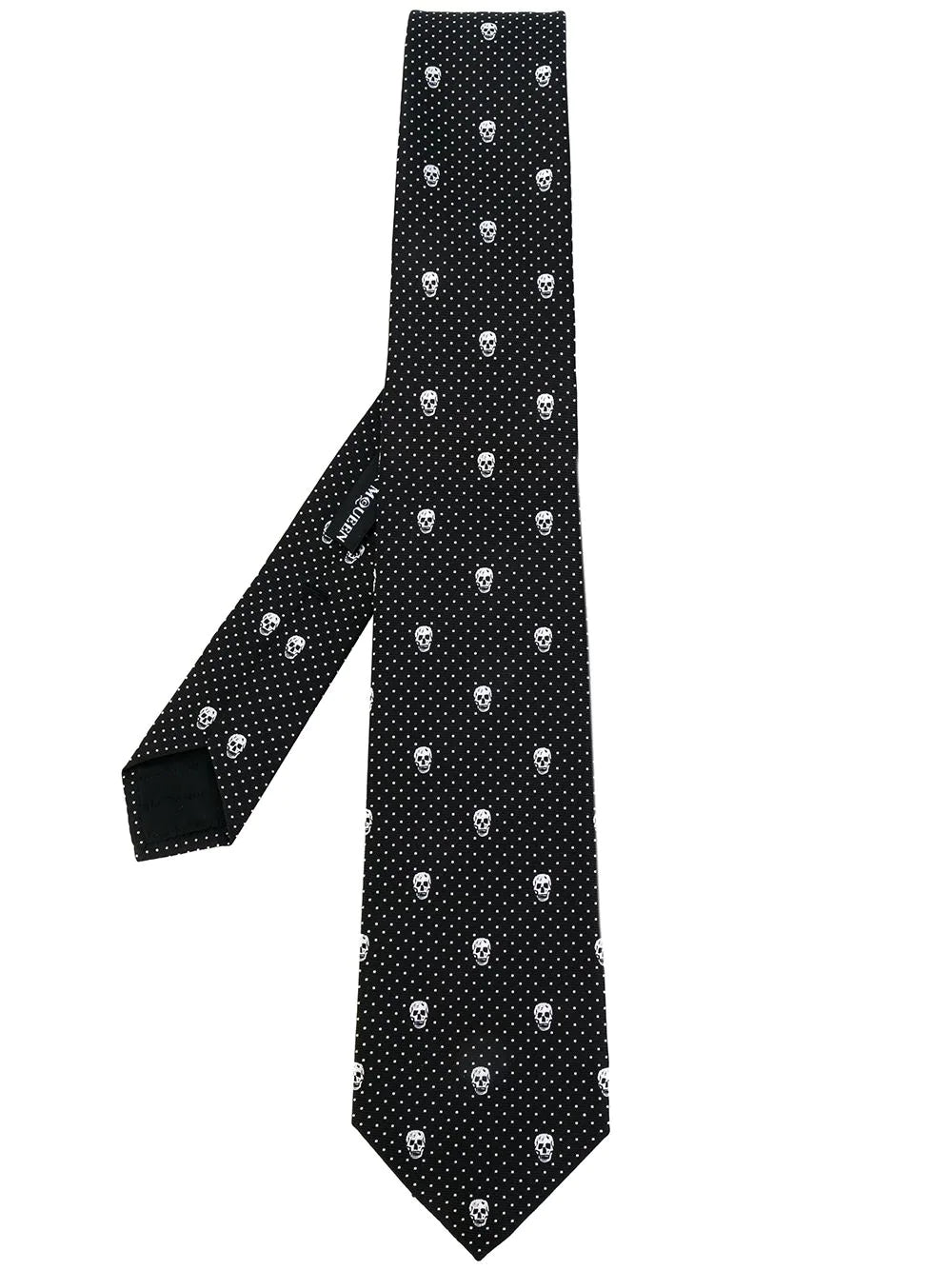 ALEXANDER MCQUEEN Skull Polka Dot Print Tie Black/White - MAISONDEFASHION.COM