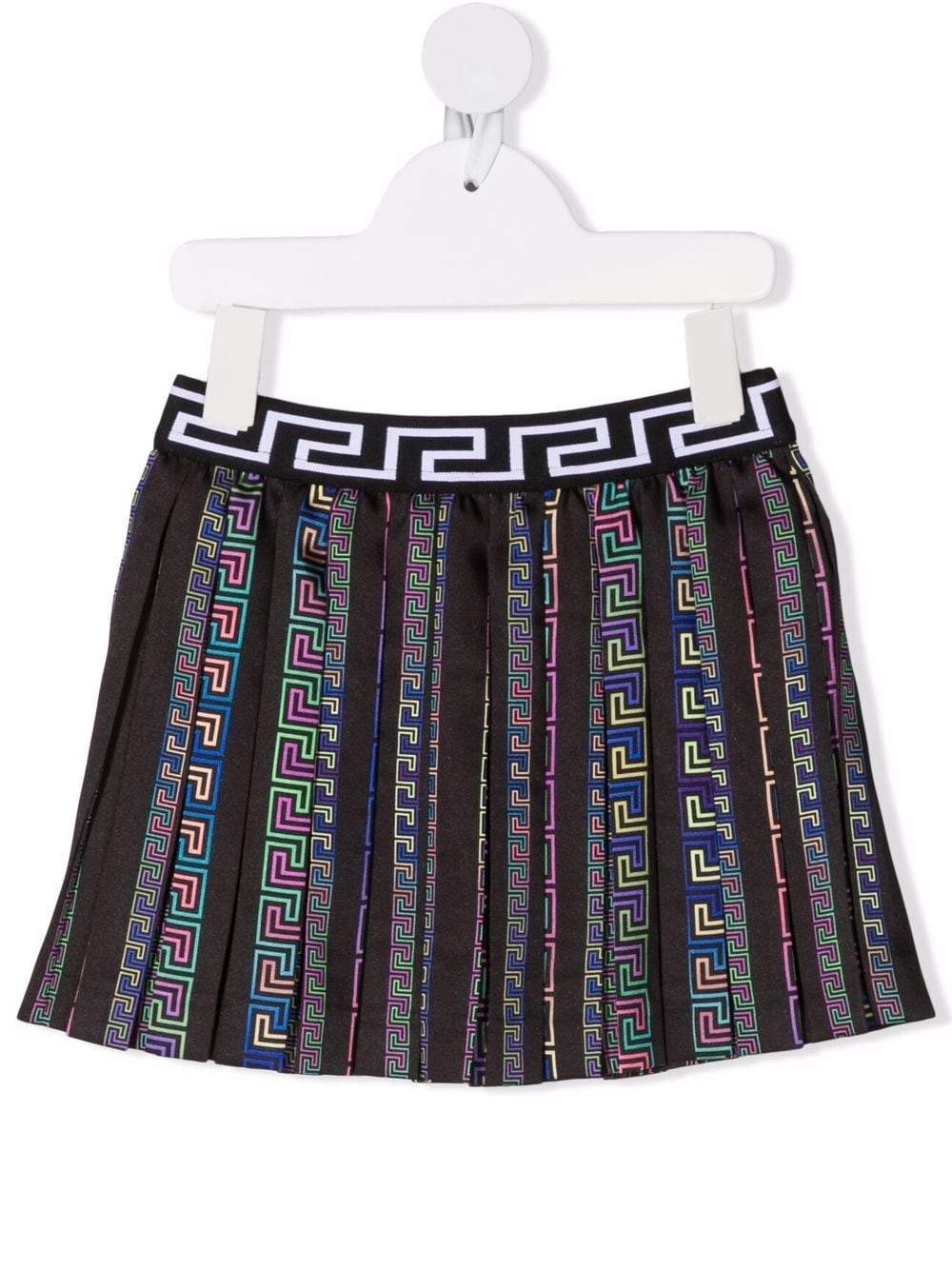 VERSACE KIDS  Greca-print pleated skirt Black - MAISONDEFASHION.COM