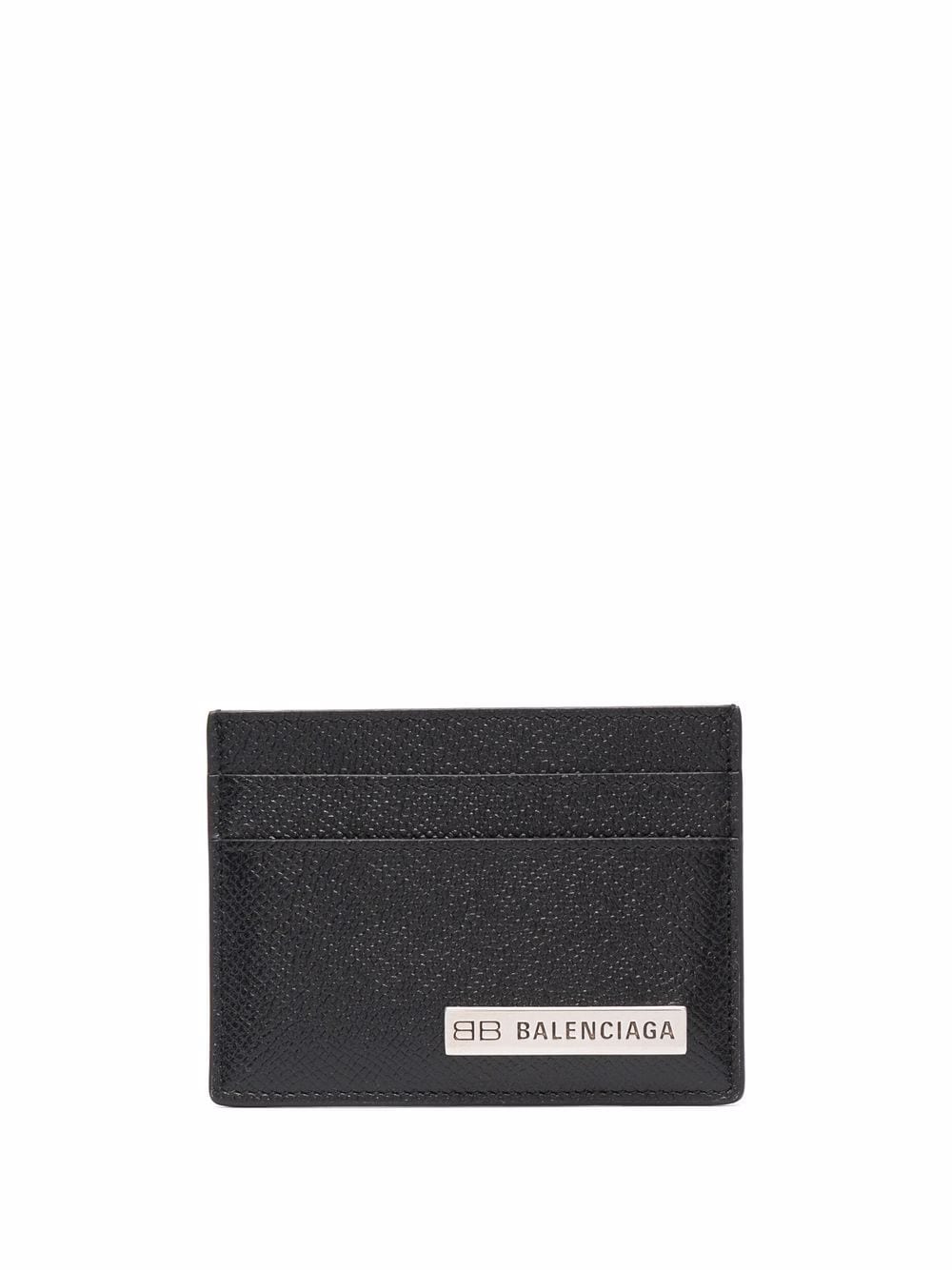 BALENCIAGA Logo Plaque Card Holder Black - MAISONDEFASHION.COM