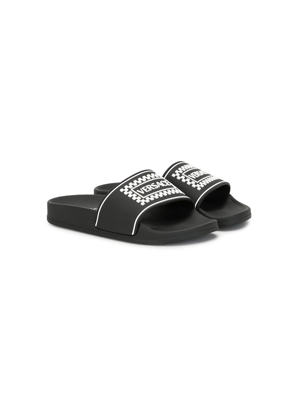 VERSACE KIDS Logo slides Black - MAISONDEFASHION.COM