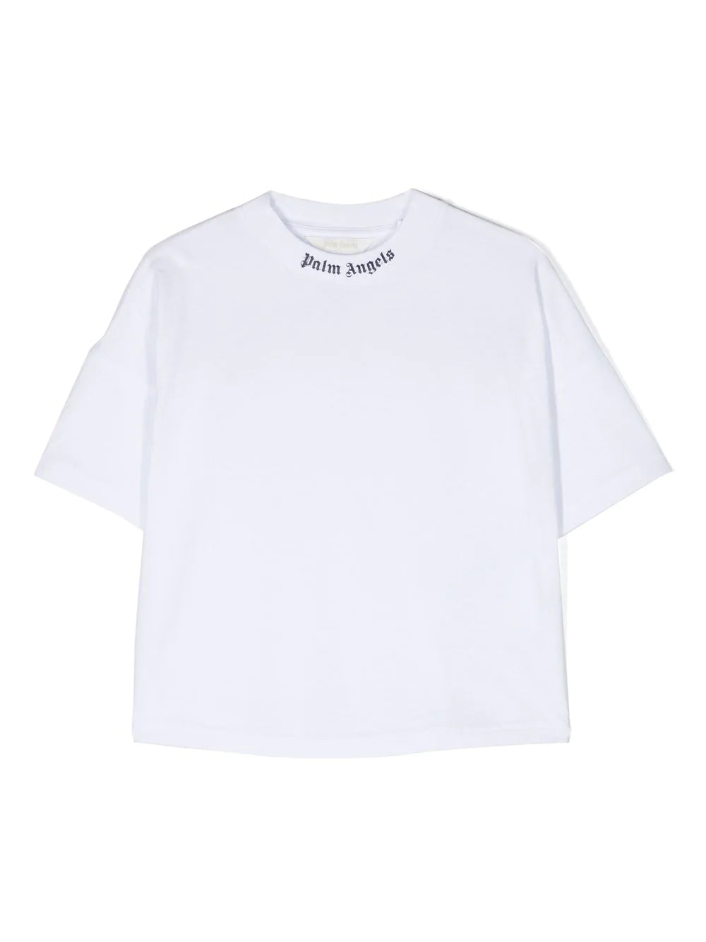 PALM ANGELS KIDS Classic Overlogo T-Shirt S/S White/Navy - MAISONDEFASHION.COM