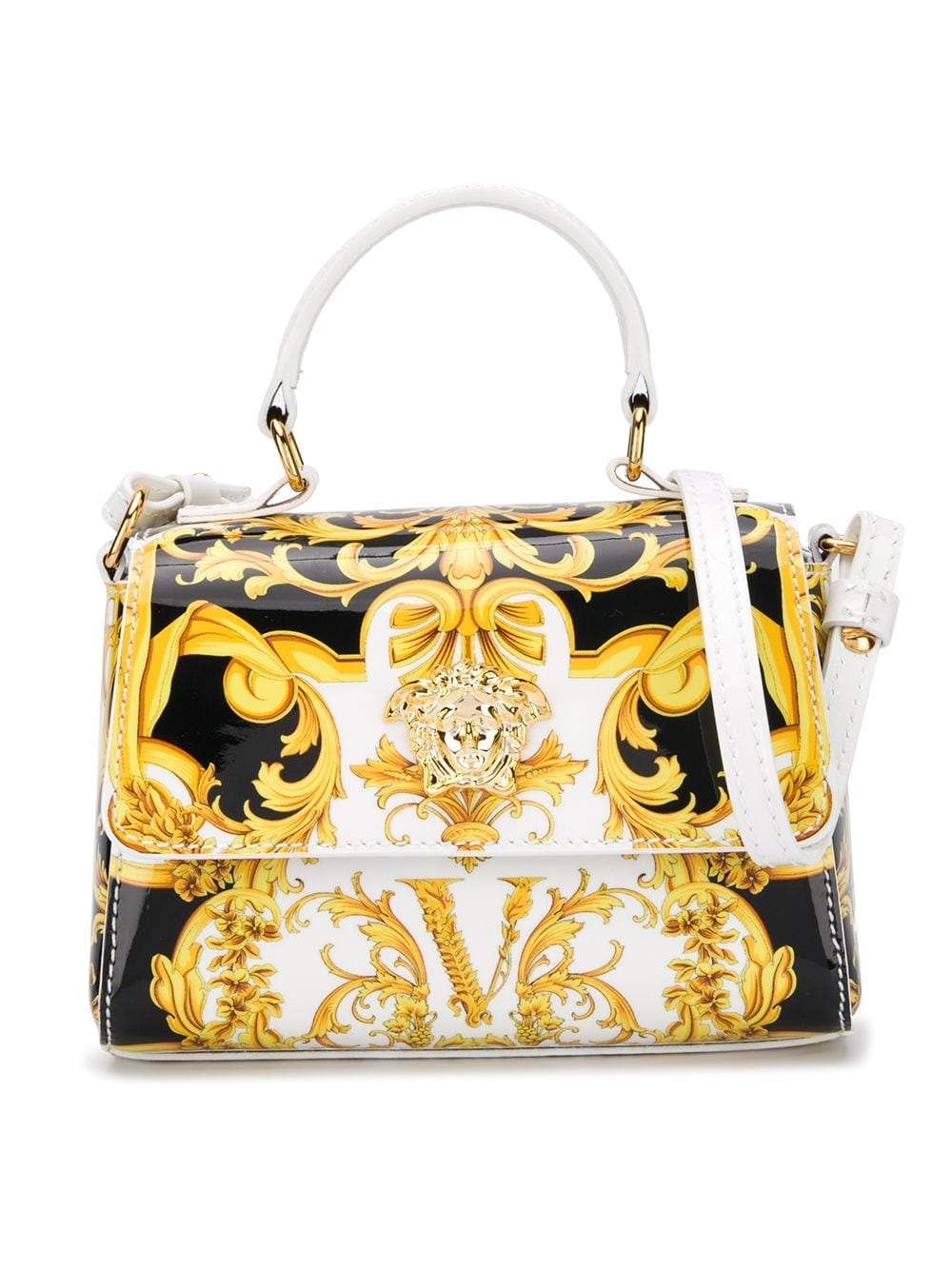 VERSACE KIDS Baroque Print Handbag Gold/White - Maison De Fashion 