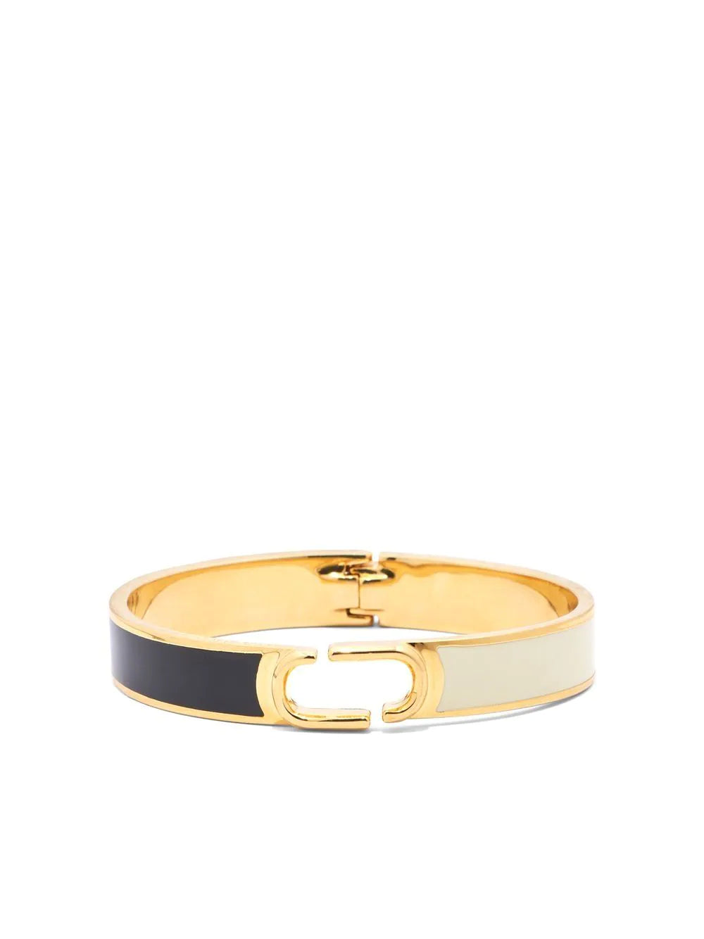 MARC JACOBS WOMEN The J Marc Hinge Bangle Black/Gold - MAISONDEFASHION.COM