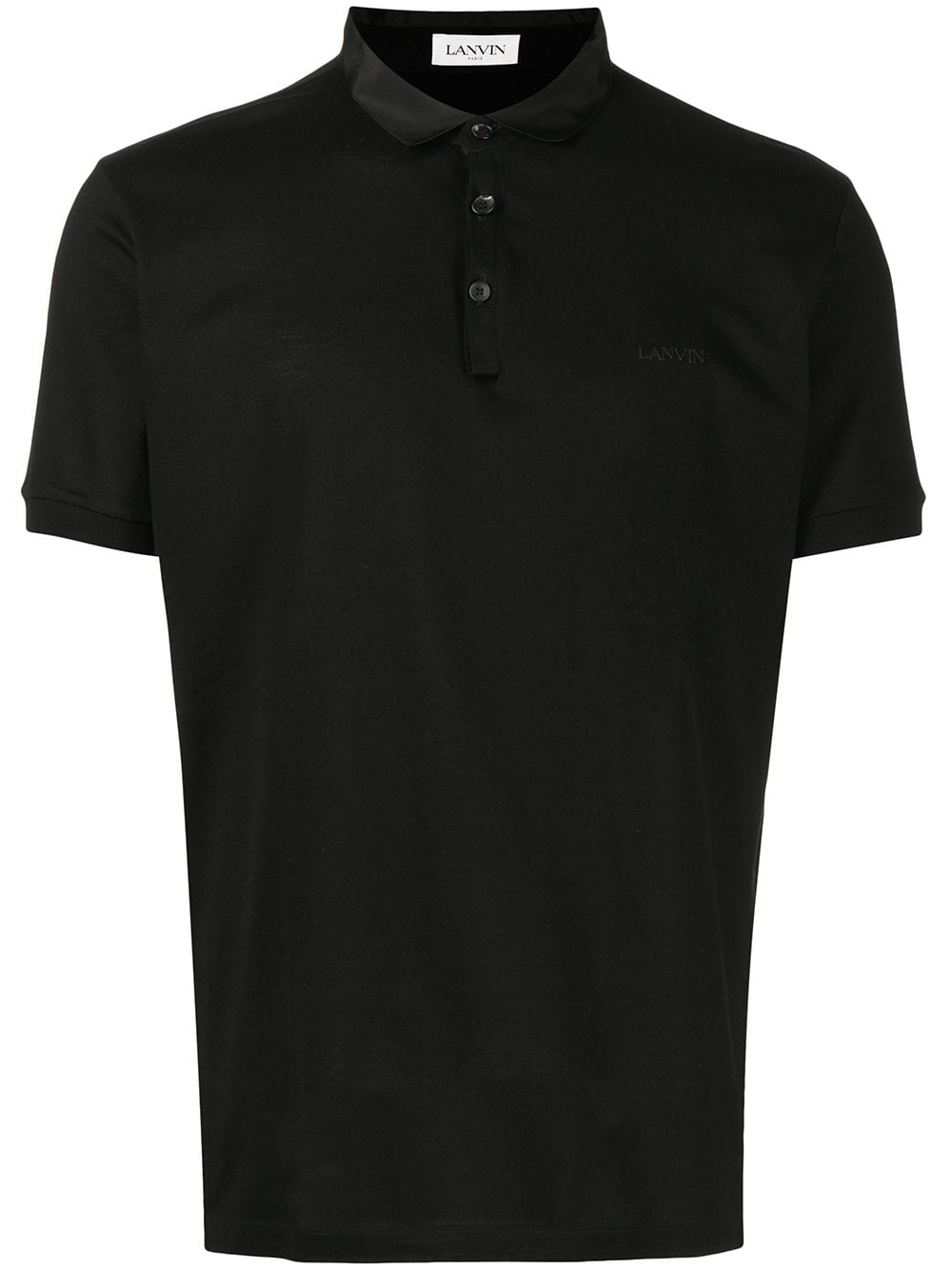 LANVIN  Logo-embroidered polo shirt Black - MAISONDEFASHION.COM