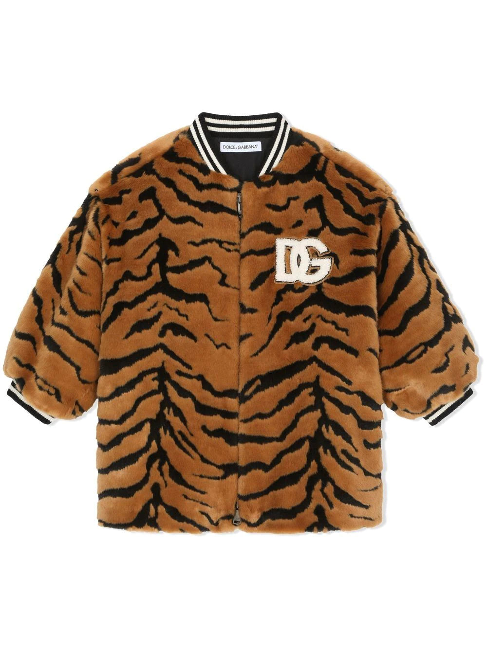 DOLCE & GABBANA KIDS Tiger-print Varsity Jacket Brown - MAISONDEFASHION.COM