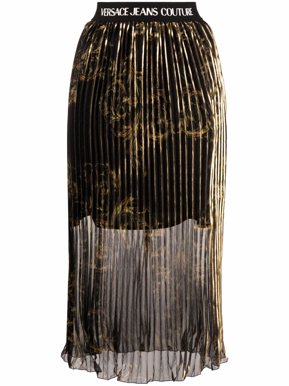 VERSACE WOMEN Midi Baroque Print Pleated Skirt - MAISONDEFASHION.COM