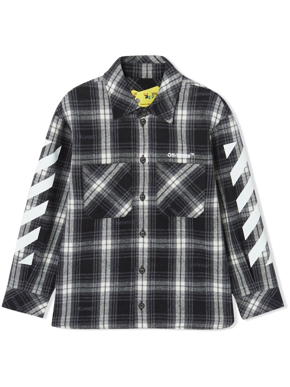 OFF-WHITE KIDS Helvetica Diag Check Flannel Black/White - MAISONDEFASHION.COM