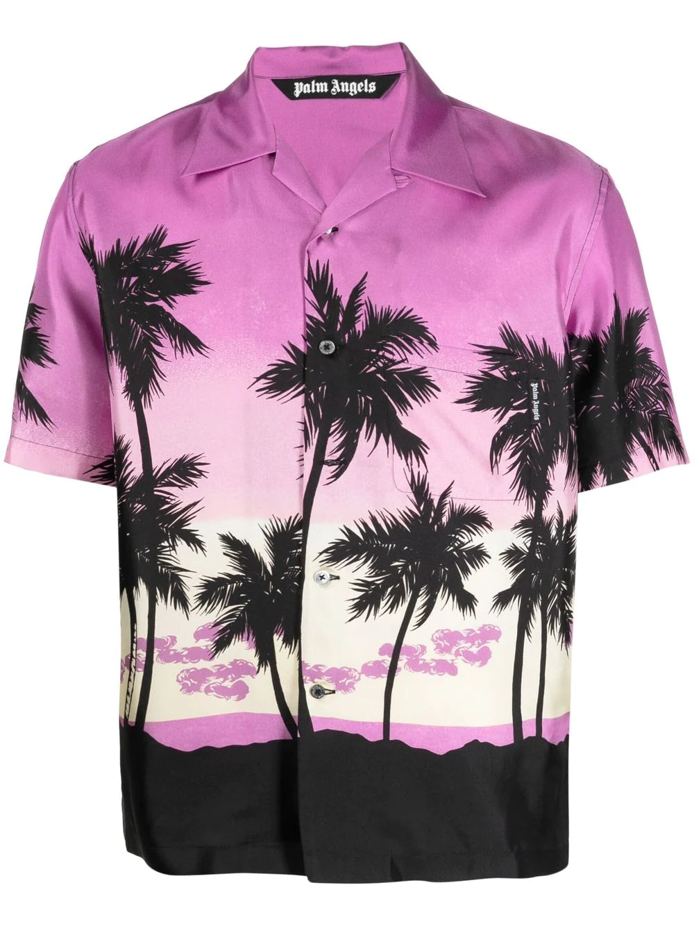 PALM ANGELS Pink Sunset Bowling Shirt Purple/Black - MAISONDEFASHION.COM