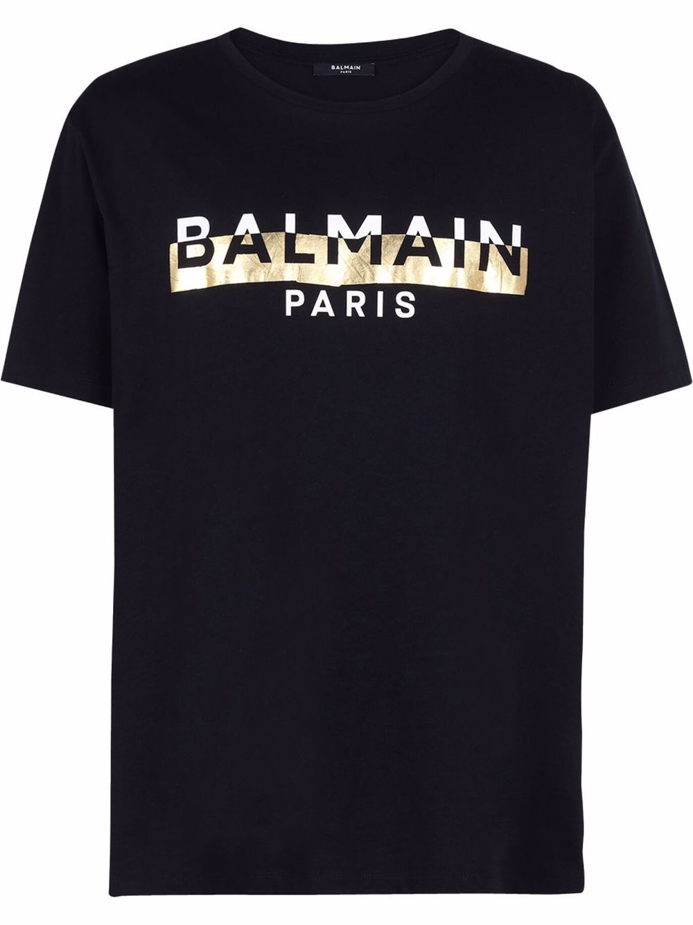 BALMAIN Foil Tape Logo T-Shirt Black - MAISONDEFASHION.COM