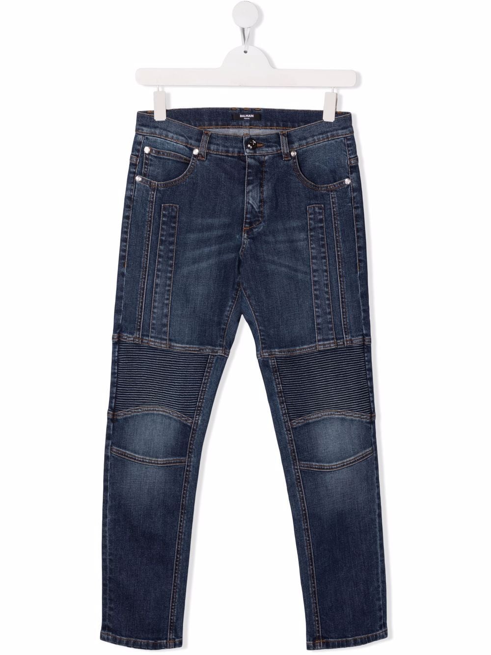 BALMAIN KIDS Mid-rise slim-cut jeans Dark Blue - MAISONDEFASHION.COM