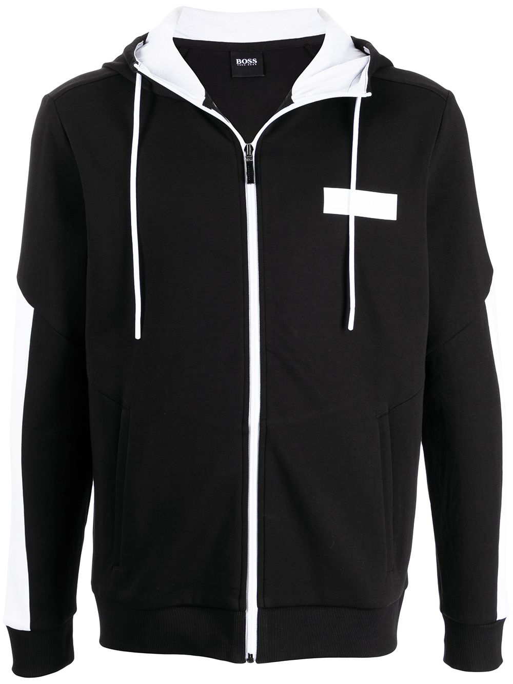 BOSS Contrast Zip Logo Jacket Black - MAISONDEFASHION.COM
