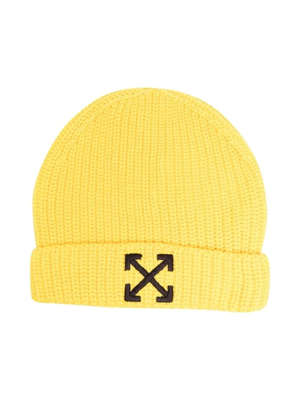 OFF-WHITE KIDS Arrow Logo Beanie Yellow - MAISONDEFASHION.COM