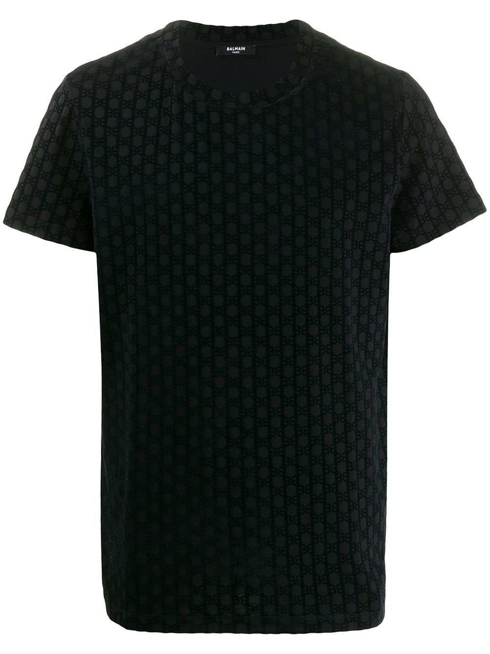 BALMAIN BB Logo Flock Monogram T-Shirt Black - Maison De Fashion 