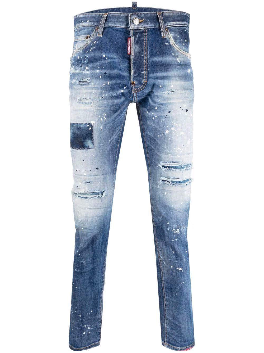 DSQUARED2 Logo Patch 5 Pocket Denim Jeans - MAISONDEFASHION.COM