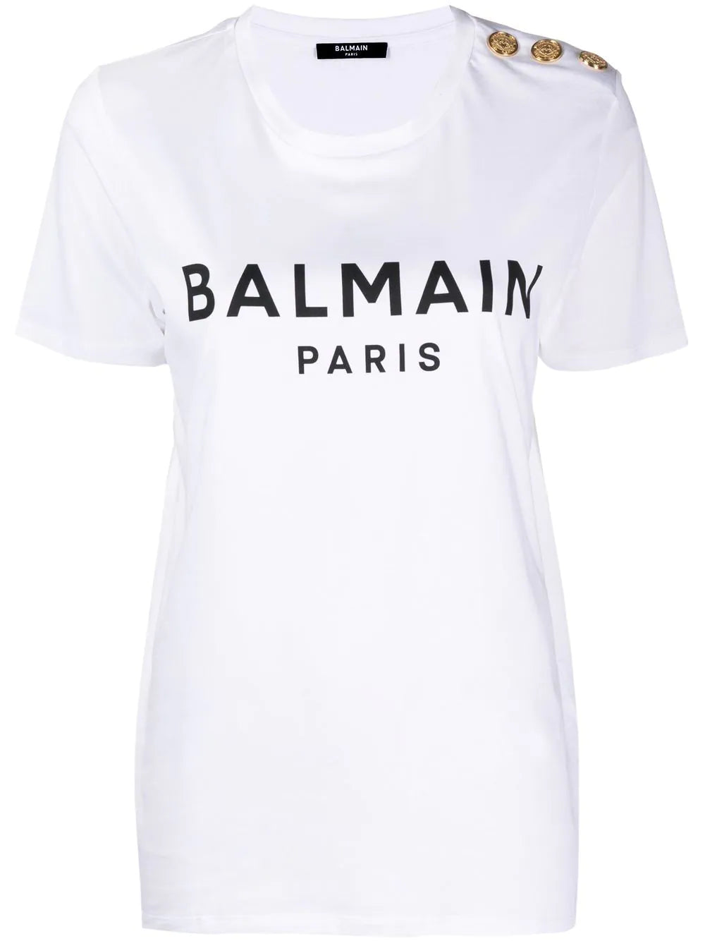 BALMAIN WOMEN Logo-print short-sleeve T-shirt White - MAISONDEFASHION.COM