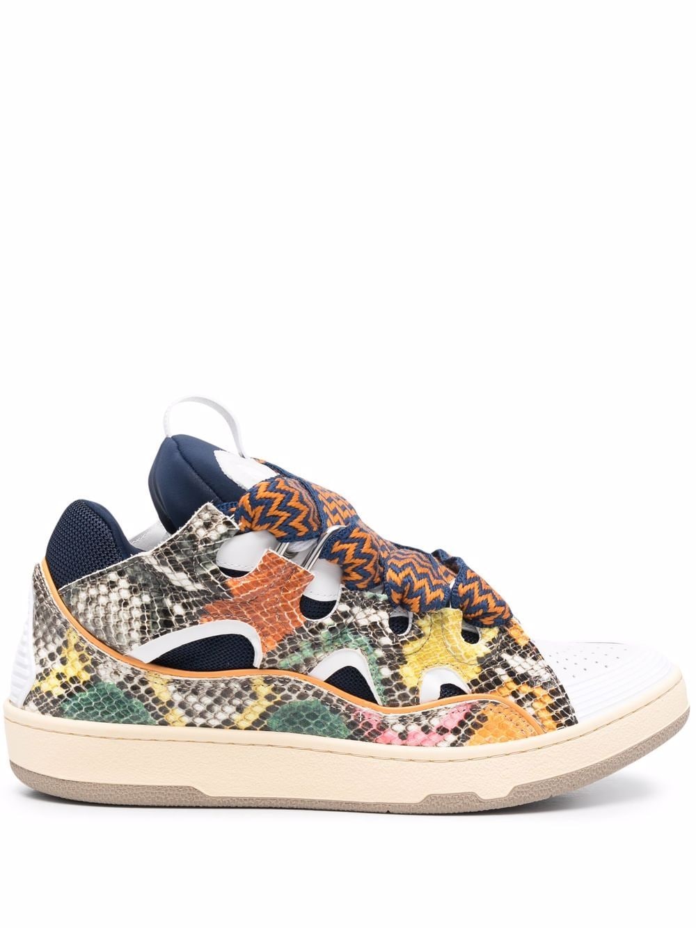 LANVIN Snakeskin Print Curb Sneakers - MAISONDEFASHION.COM