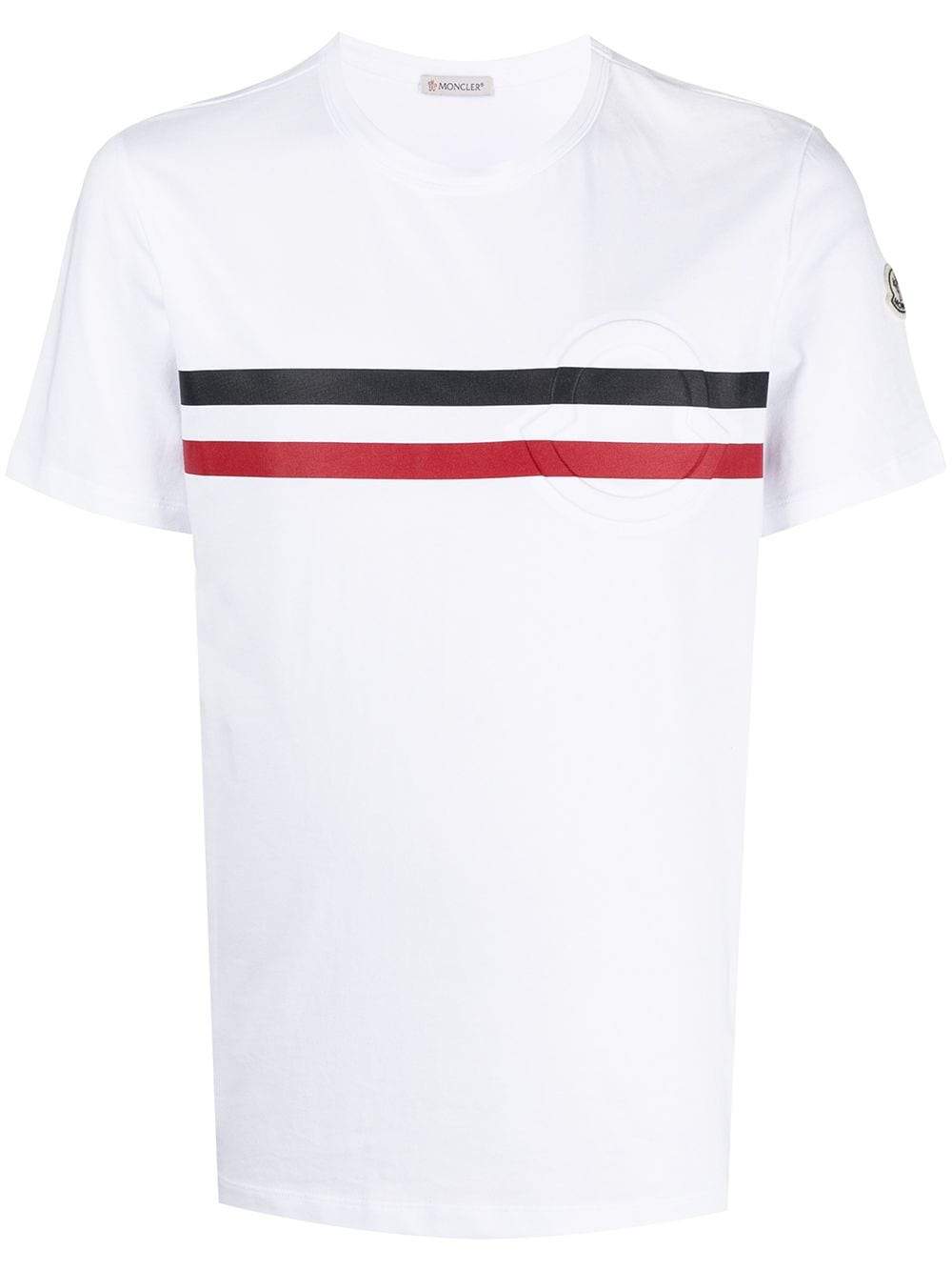 MONCLER Stripe Logo T-Shirt White - MAISONDEFASHION.COM