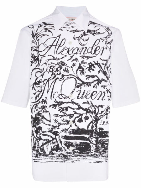 ★alexander mcqueen★ Logo Short Sleeve T-Shirt White Black Alexander Mcqueen T Shirt White Womens Alexander McQueen