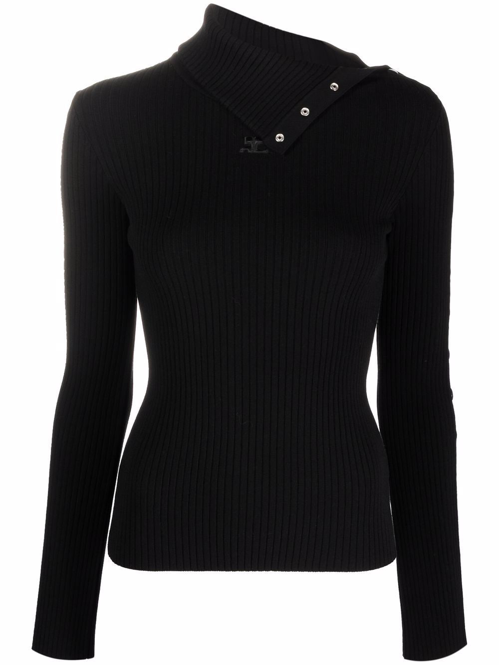 COURRÈGES WOMEN Logo Knit Sweater Black - MAISONDEFASHION.COM