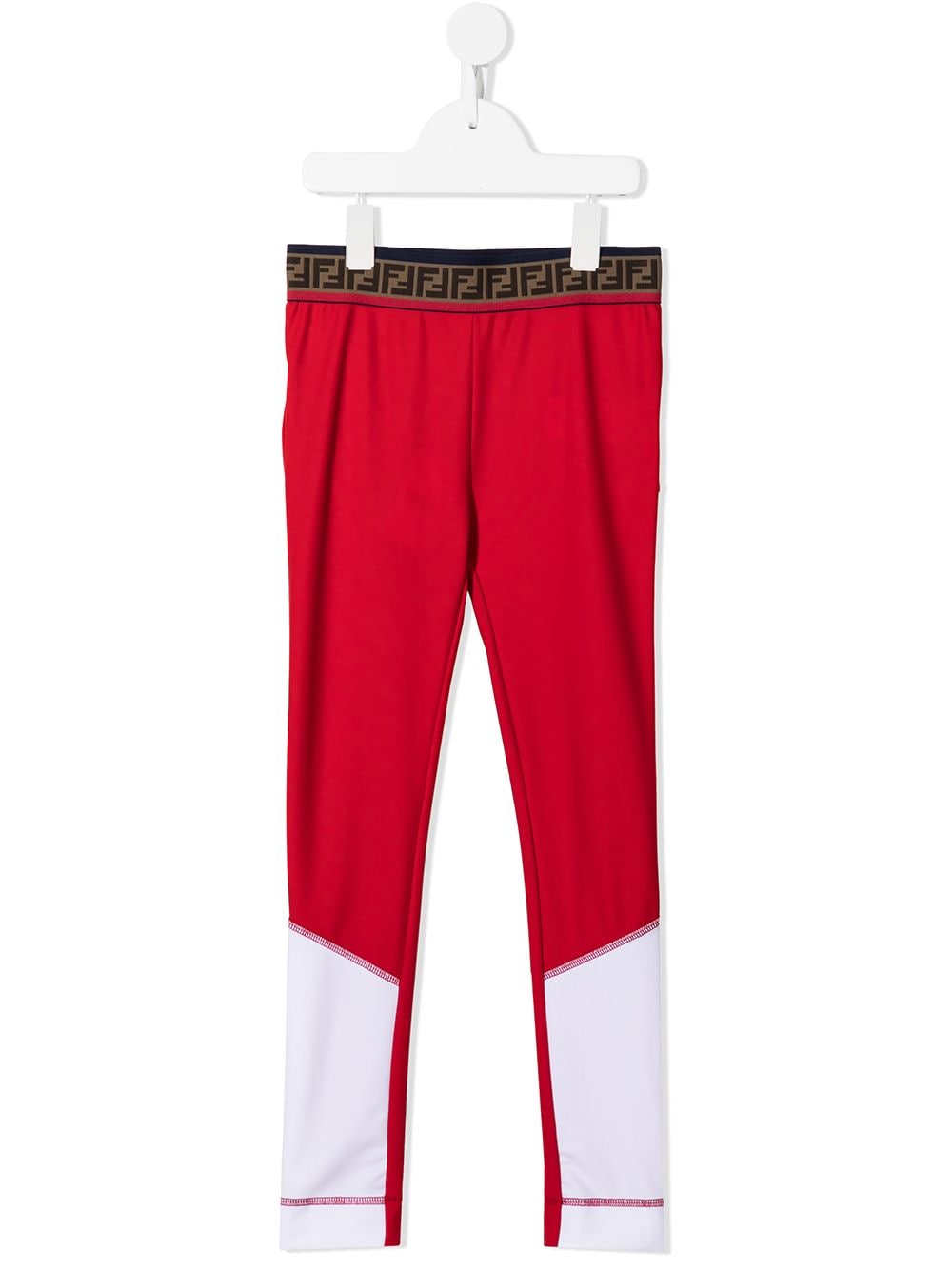 FENDI KIDS Ruffled Lycra Leggins red - MAISONDEFASHION.COM