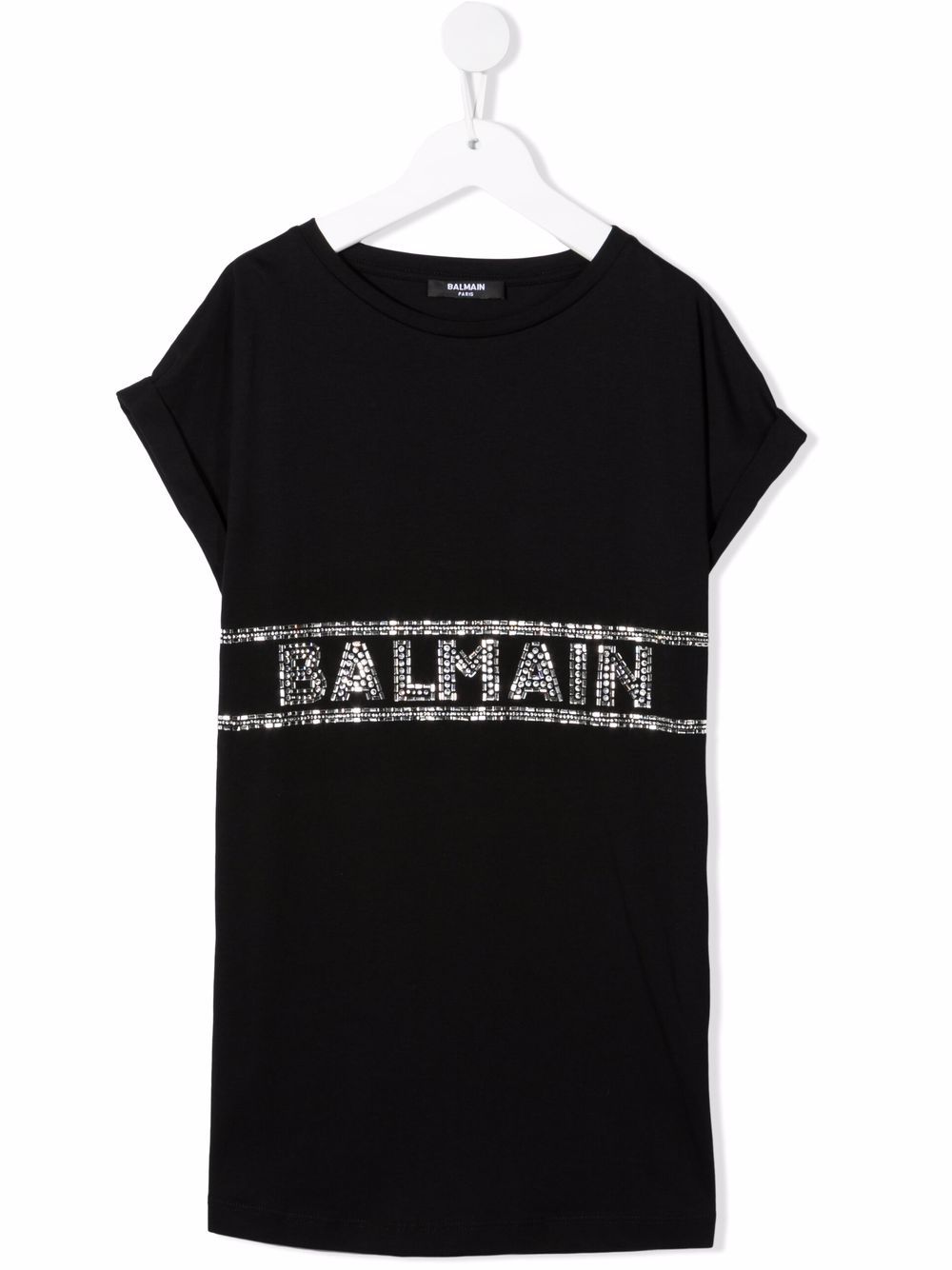 BALMAIN KIDS Logo-embellished T-shirt dress Black - MAISONDEFASHION.COM