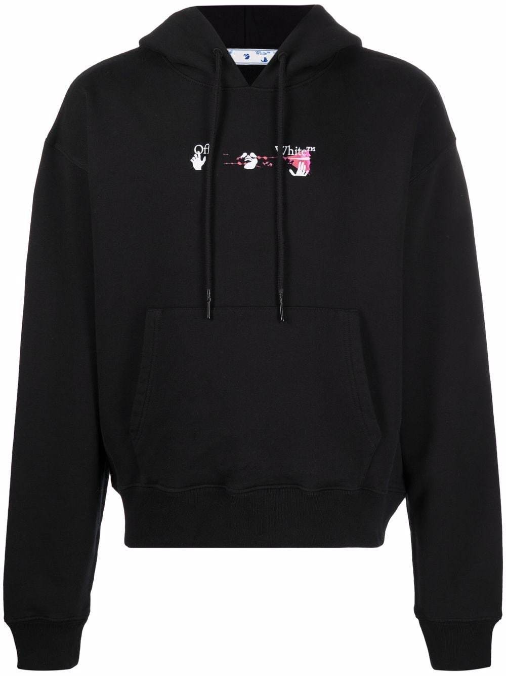 OFF-WHITE Acrylic Arrows Print Hoodie Black - MAISONDEFASHION.COM