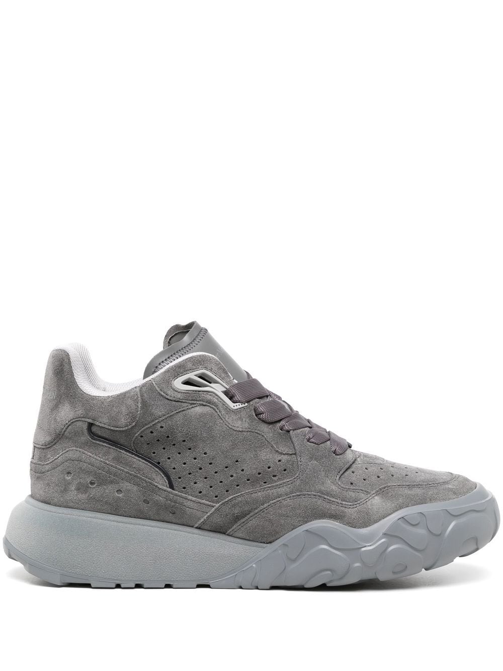 Alexander McQueen Suede Court Sneakers Grey - MAISONDEFASHION.COM