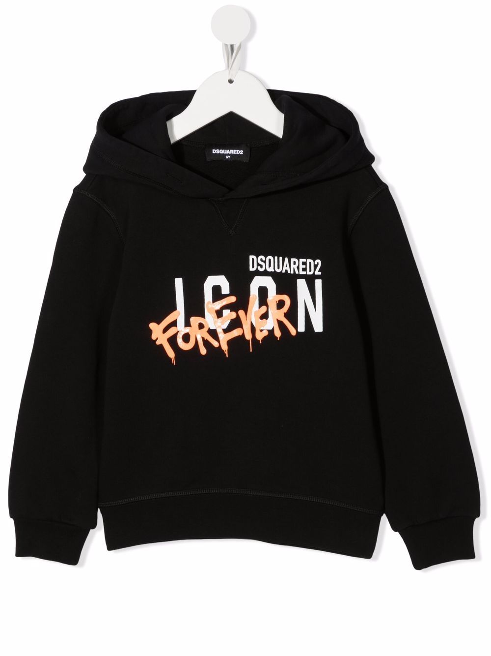 DSQUARED2 KIDS Logo Print Hoodie Black - MAISONDEFASHION.COM