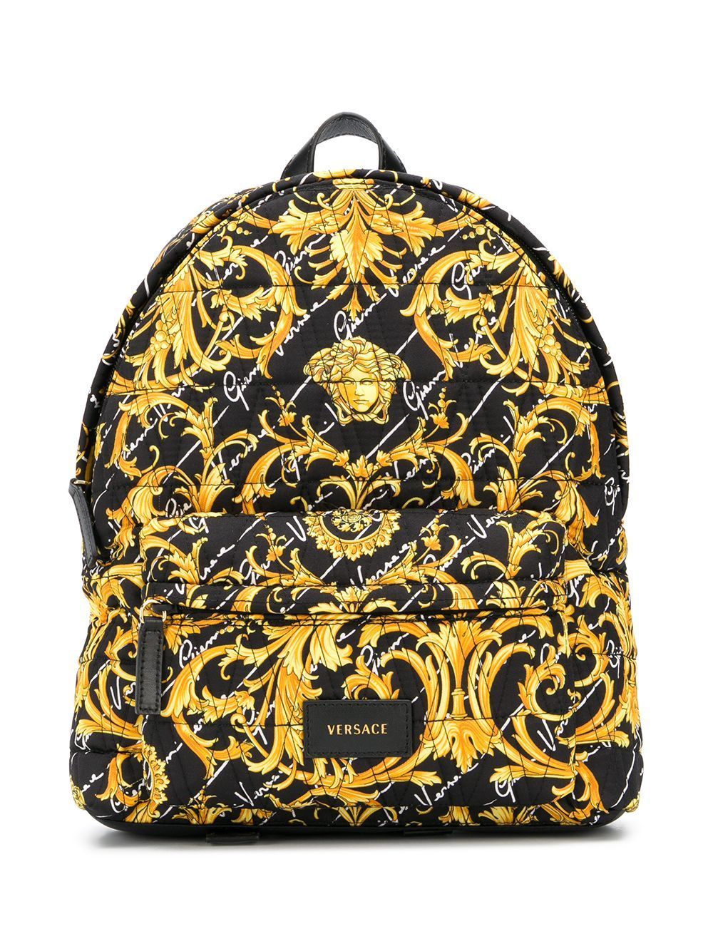 VERSACE KIDS Baroque Print Backpack Gold/Black - Maison De Fashion 