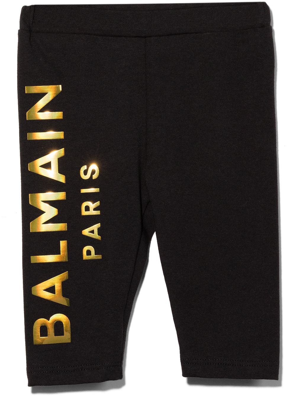 BALMAIN BABY Metallic logo print leggings Black - MAISONDEFASHION.COM