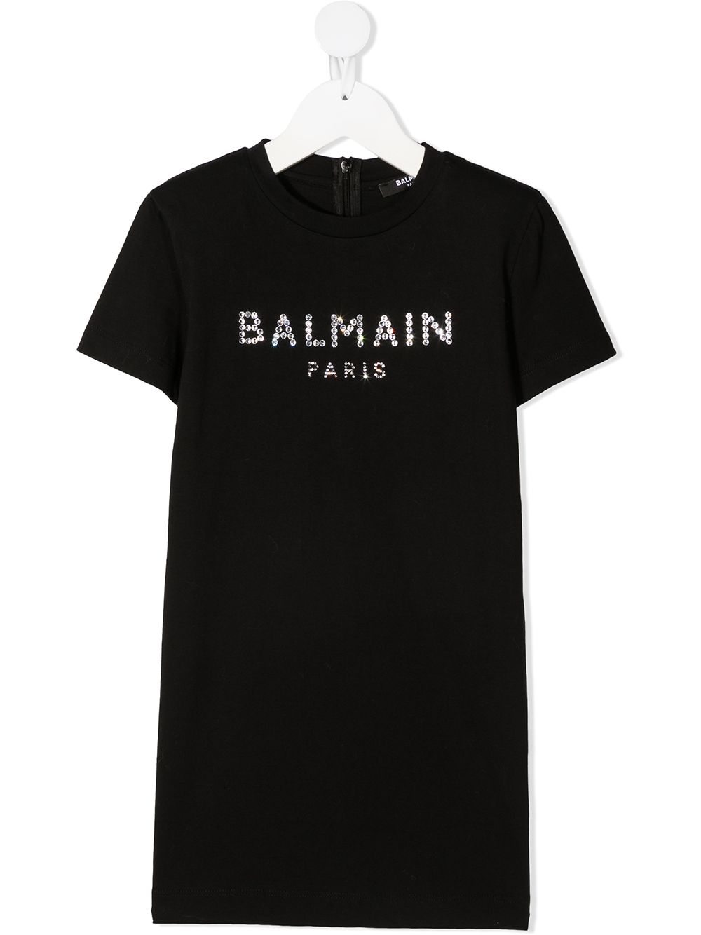 BALMAIN KIDS Crystal-logo embellished t-shirt dress - MAISONDEFASHION.COM
