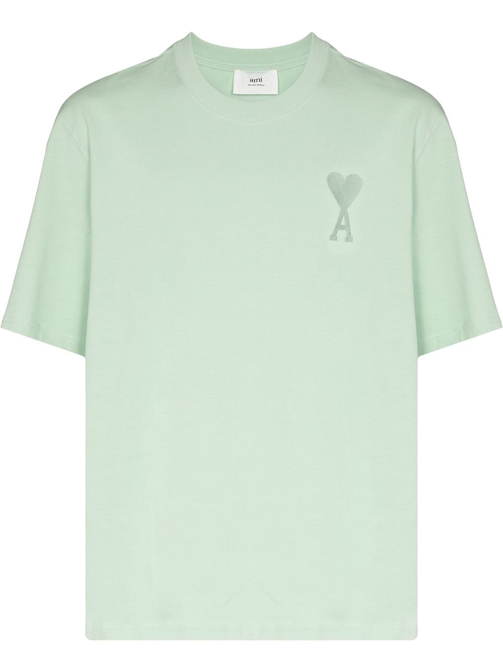 AMI De Coeur Logo T-Shirt Green - MAISONDEFASHION.COM