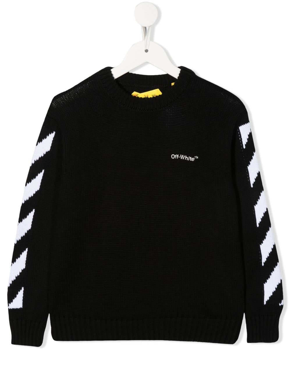 OFF-WHITE KIDS Rubber Arrow Knit Logo Sweatshirt Black/White - MAISONDEFASHION.COM