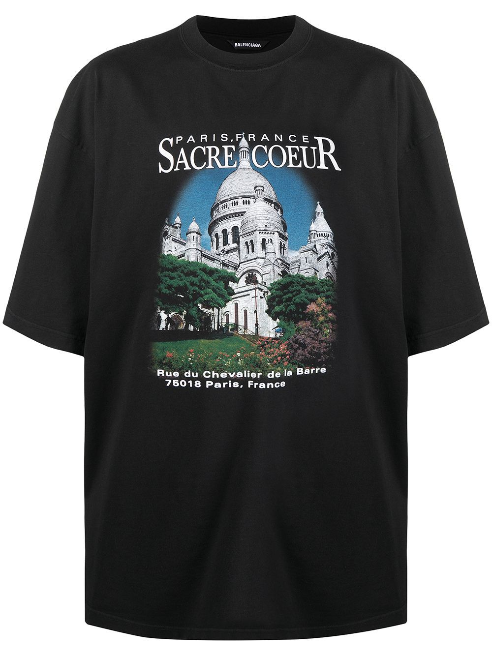 BALENCIAGA Sacre De Coeur Print T-Shirt Black - MAISONDEFASHION.COM