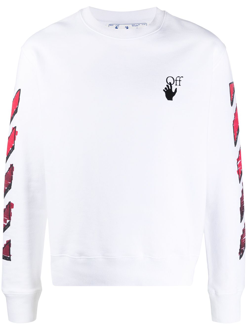 OFF-WHITE Marker Slim Sweatshirt White/Red - MAISONDEFASHION.COM