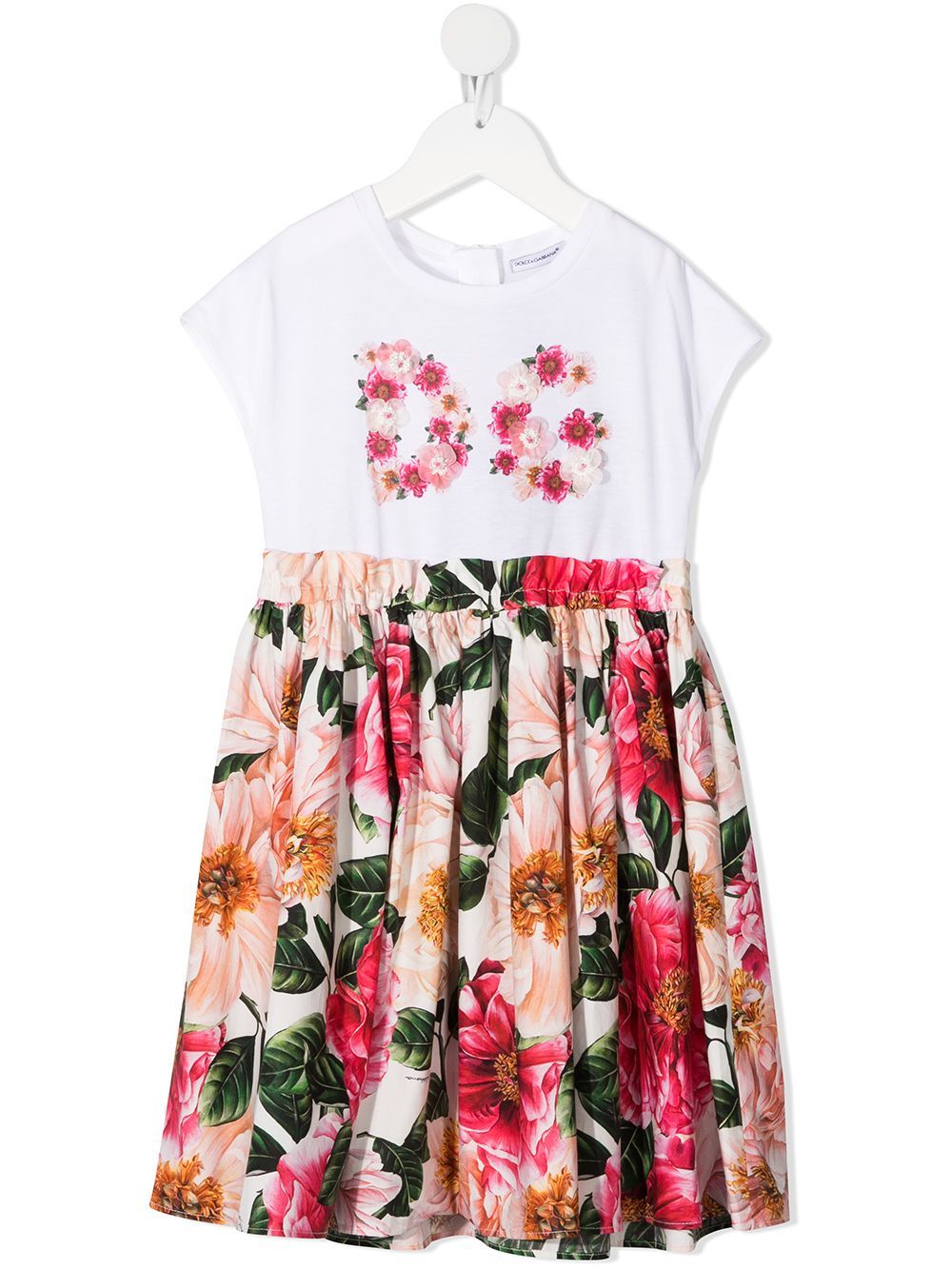 DOLCE & GABBANA KIDS Floral-print dress White/Pink - MAISONDEFASHION.COM