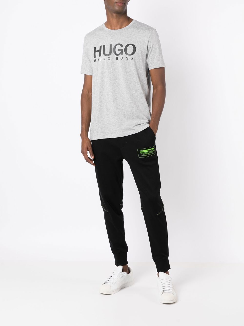 HUGO Cyber-Manifesto Logo Sweat Pants Black - MAISONDEFASHION.COM