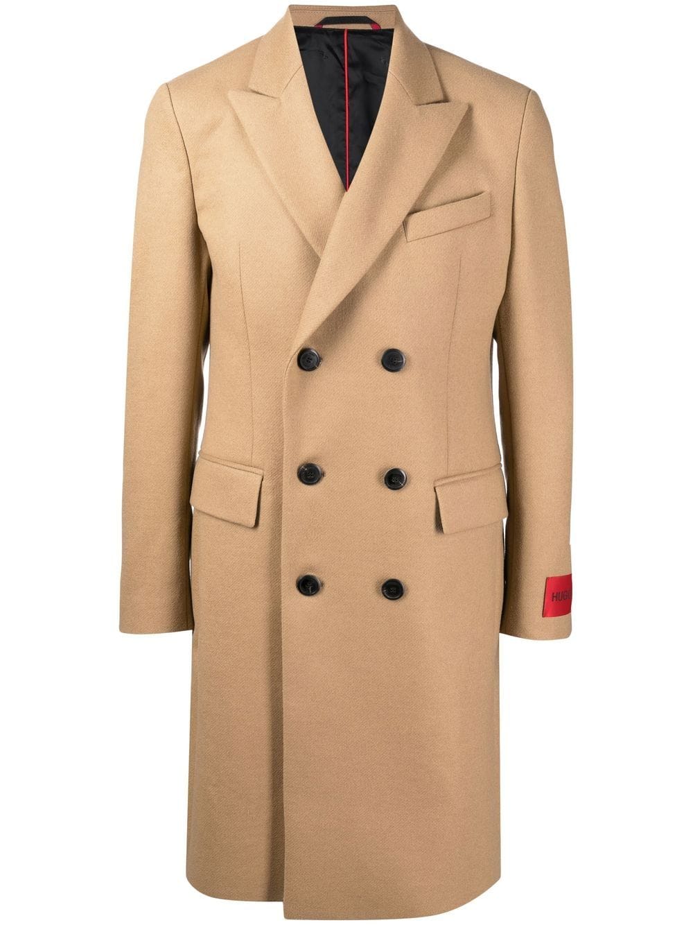 HUGO Double-breasted wool coat Beige - MAISONDEFASHION.COM