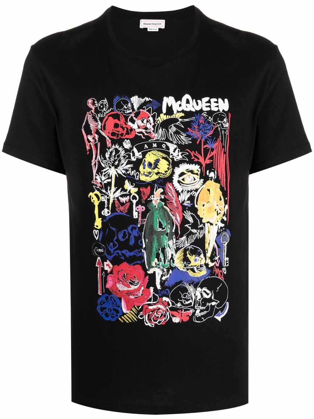 ALEXANDER MCQUEEN Skulls Graphic Print T-Shirt Black - MAISONDEFASHION.COM