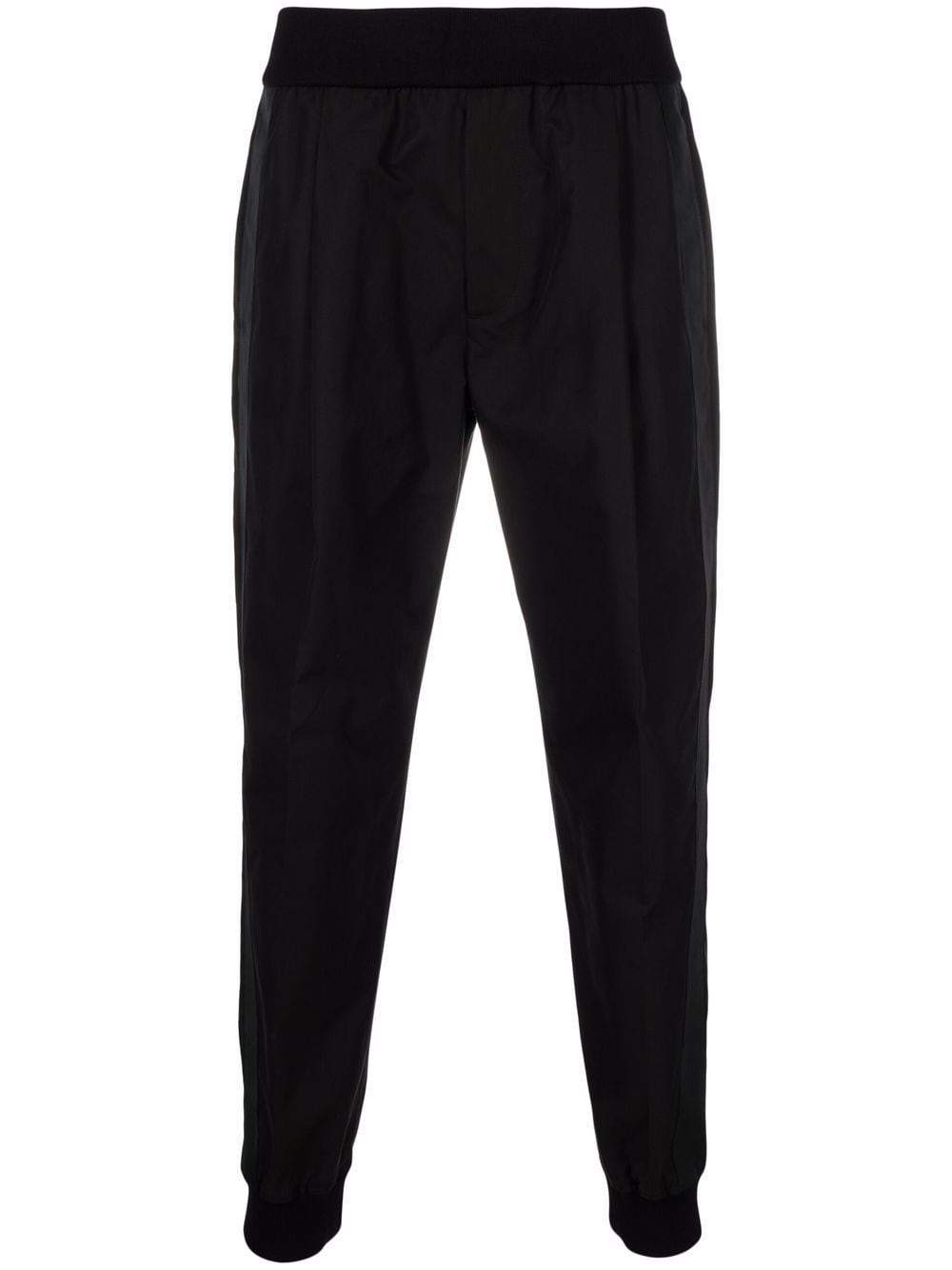 ALEXANDER MCQUEEN Tapered Elastic Trousers Black - MAISONDEFASHION.COM