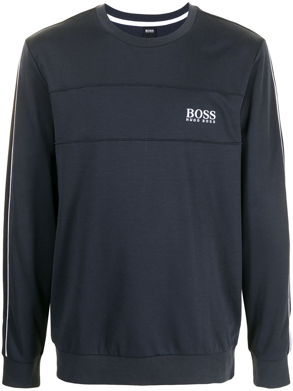 BOSS Embroidered-logo cotton sweatshirt Navy - MAISONDEFASHION.COM