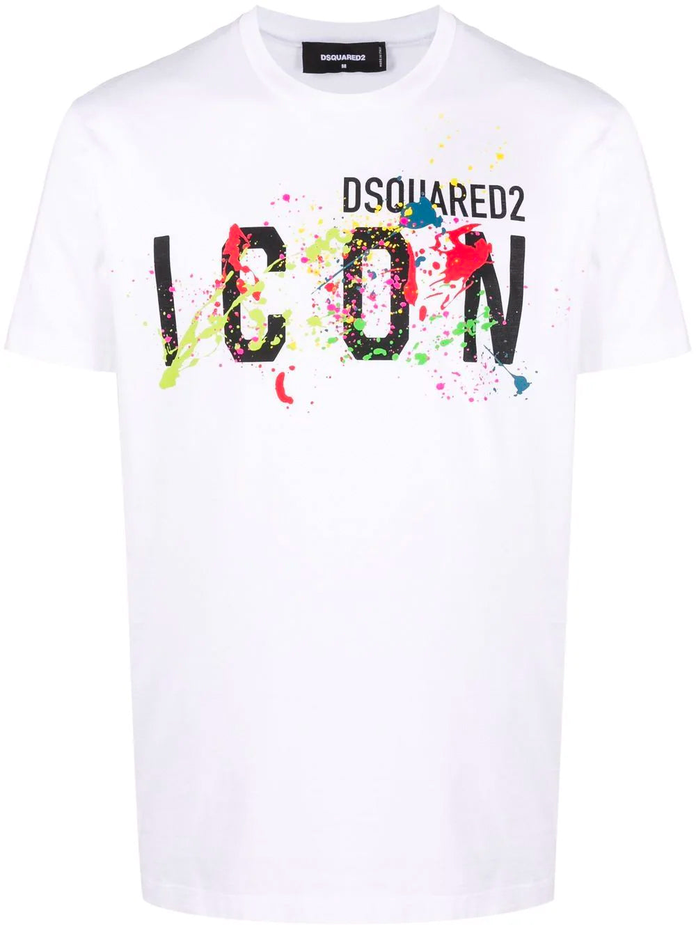 DSQUARED2 Icon Splatter T-Shirt White - MAISONDEFASHION.COM