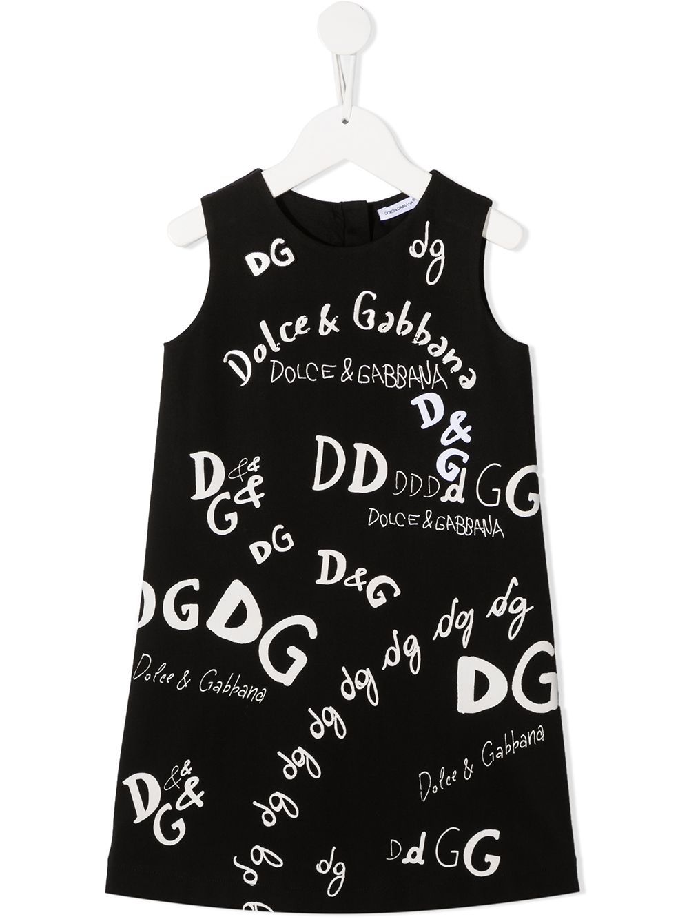 DOLCE & GABBANA KIDS All Over Logo Dress Black - Maison De Fashion 